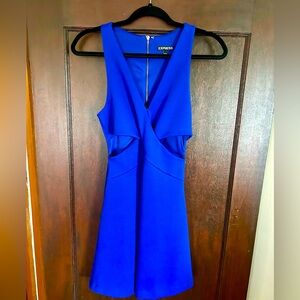 Express Royal Blue Mini Dress with side cut outs